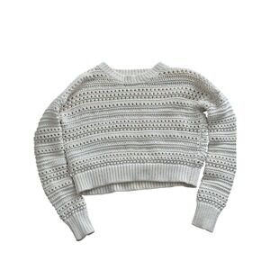 AllSaints River Jumper Cream Cotton Open Knit Cropped Sweater Womens Small